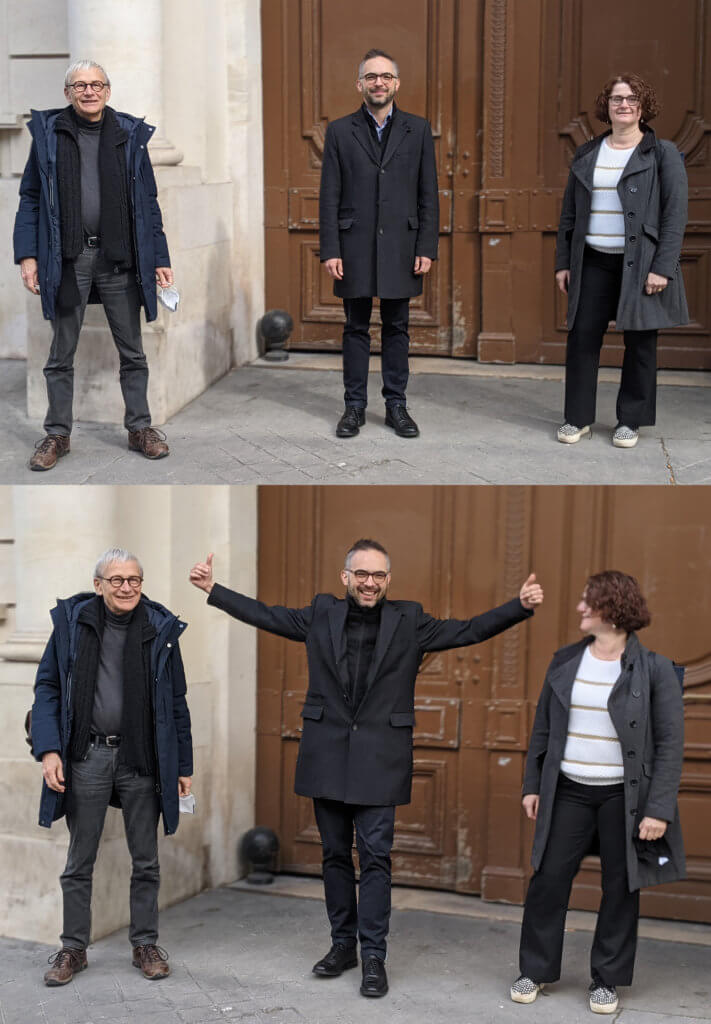 Les trois derniers présidents de l'AFJA, de gauche à droite : Erik Massin, Adrien Cahuzac, Nicole Ouvrard.